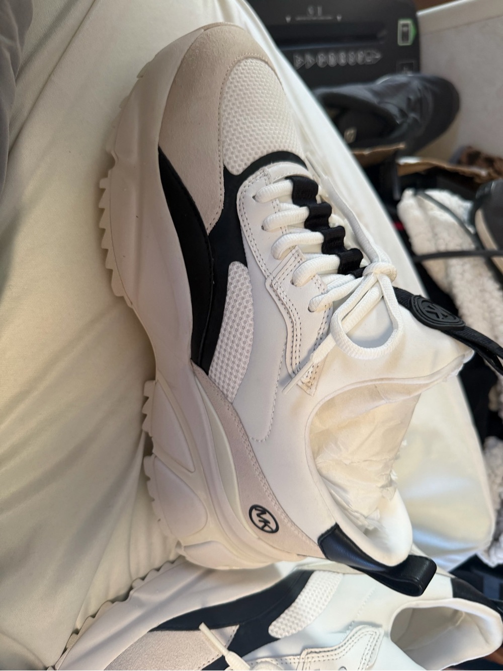 Michael Kors White and Black Platform Runner Sneakers
